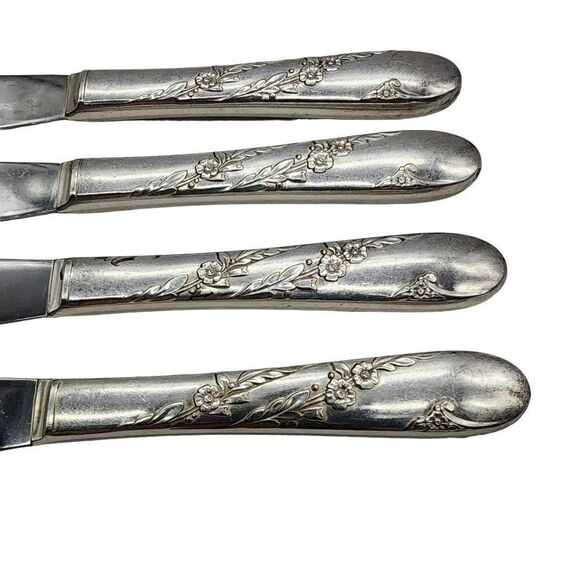 Oneida Community Dinner Knives Bridal Wreath Tudor Plate Silver Plate Set Of 4 - Picture 2 of 6